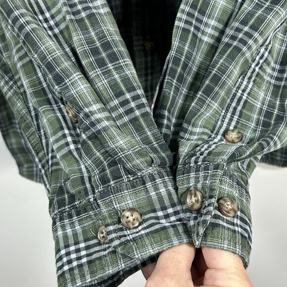 Carhartt Button Down Plaid Shirt Mens L 16.5 x 32 Fort Green Long Sleeve - Picture 5 of 8